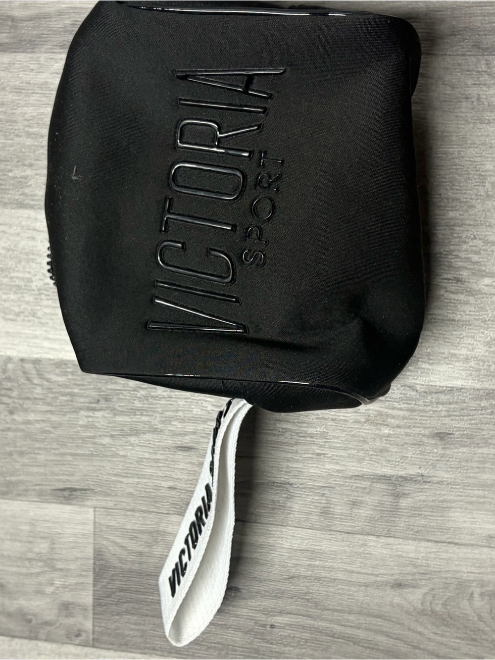 Victoria's Secret Black Sport Toiletry Pouch with White Logo Wrist Strap